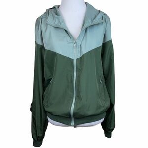 Forever 21 Green Full Zip Hoodie Windbreaker Jacket S